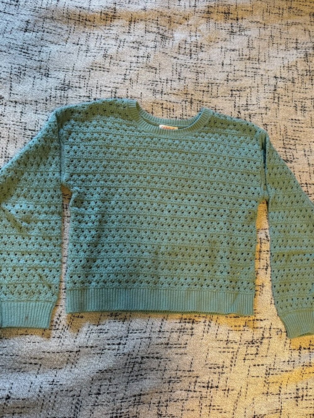 Turquoise/teal Girls Cat & Jack Open Knit/Crochet Sweater - Sz M